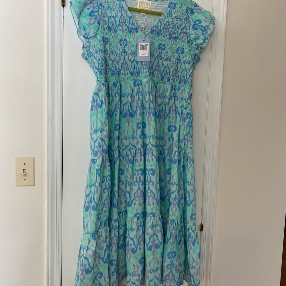 Sail to Sable Aqua and Blue midi Dress